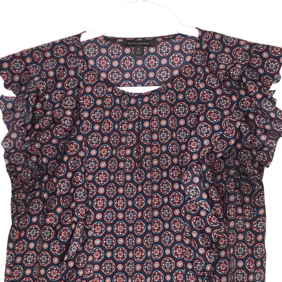 Banana Republic Womens Geometric Print Ruffle Top